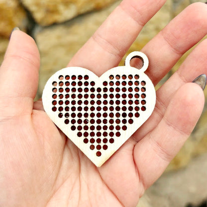 Large Wooden Cross Stitch Blanks Set – Laser Cut Birch Ornaments, Big Holes 2.25mm, DIY Christmas Embroidery Shapes, Craft Supplies