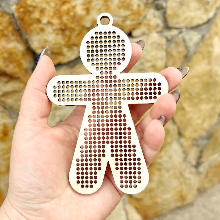 Large Wooden Cross Stitch Blanks Set – Laser Cut Birch Ornaments, Big Holes 2.25mm, DIY Christmas Embroidery Shapes, Craft Supplies