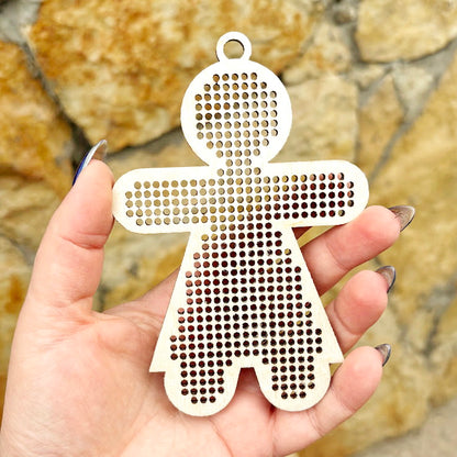 Large Wooden Cross Stitch Blanks Set – Laser Cut Birch Ornaments, Big Holes 2.25mm, DIY Christmas Embroidery Shapes, Craft Supplies