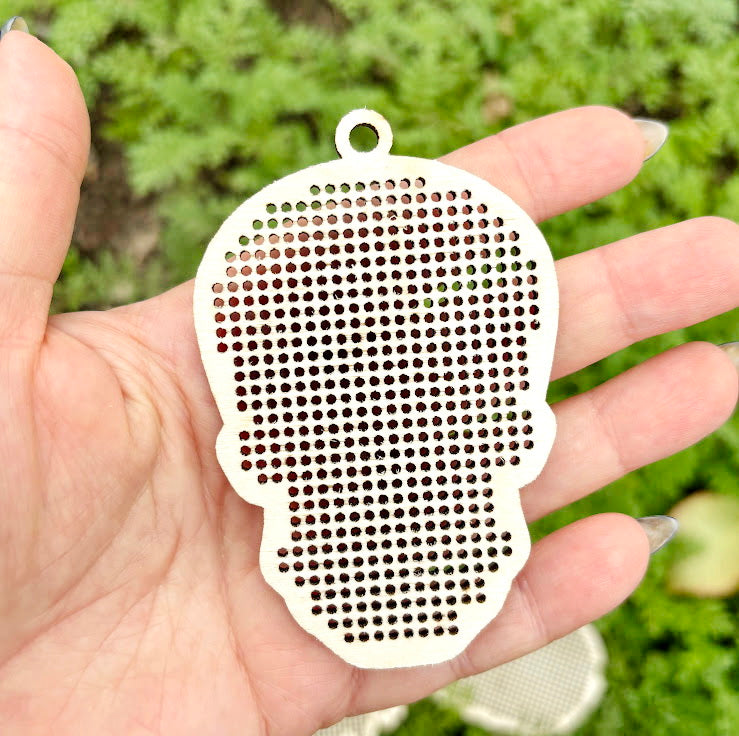 Large wooden Halloween cross stitch blanks set – laser cut birch plywood shapes – spooky embroidery ornaments – DIY Halloween decor