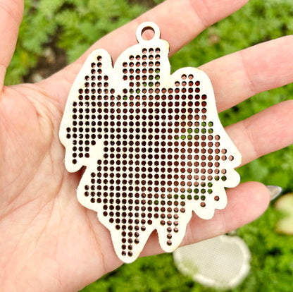 Large wooden Halloween cross stitch blanks set – laser cut birch plywood shapes – spooky embroidery ornaments – DIY Halloween decor