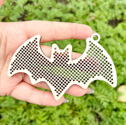 Large wooden Halloween cross stitch blanks set – laser cut birch plywood shapes – spooky embroidery ornaments – DIY Halloween decor