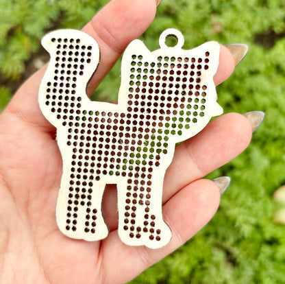 Large wooden Halloween cross stitch blanks set – laser cut birch plywood shapes – spooky embroidery ornaments – DIY Halloween decor