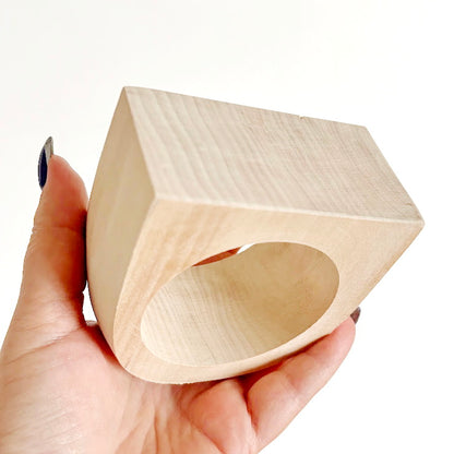 Large Unfinished Wooden Bracelet Blank 45mm Wide | DIY Craft Wood Cuff Bangle Base | Natural Linden Wood Bracelet for Craft