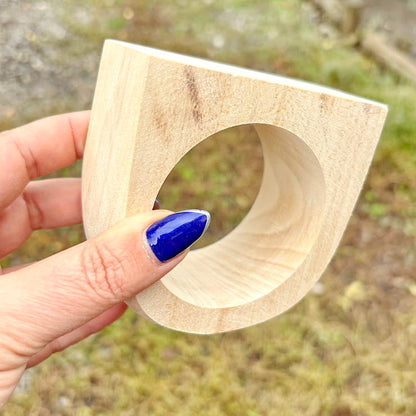 Large Unfinished Wooden Bracelet Blank 45mm Wide | DIY Craft Wood Cuff Bangle Base | Natural Linden Wood Bracelet for Craft