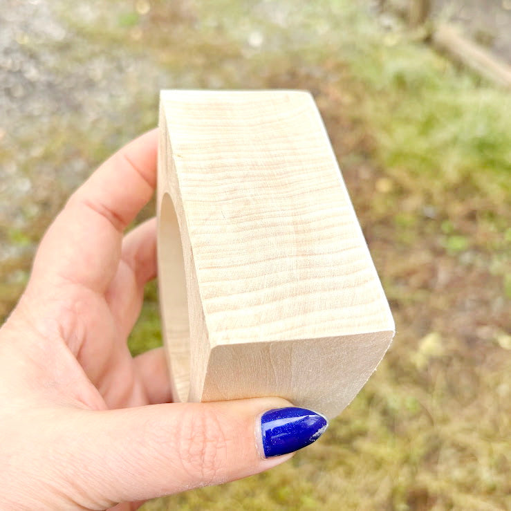 Large Unfinished Wooden Bracelet Blank 45mm Wide | DIY Craft Wood Cuff Bangle Base | Natural Linden Wood Bracelet for Craft