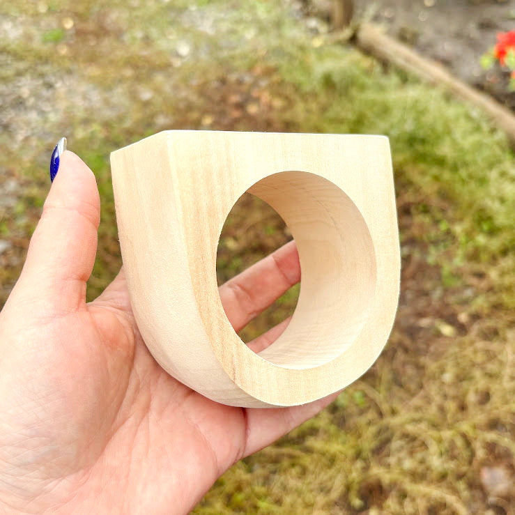 Large Unfinished Wooden Bracelet Blank 45mm Wide | DIY Craft Wood Cuff Bangle Base | Natural Linden Wood Bracelet for Craft