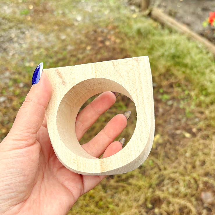 Large Unfinished Wooden Bracelet Blank 45mm Wide | DIY Craft Wood Cuff Bangle Base | Natural Linden Wood Bracelet for Craft