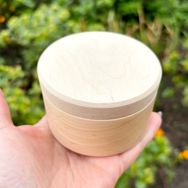 Round unfinished wooden box - natural alder wood craft supply - storage container, blank wood jewelry box - 80 mm handmade gift box