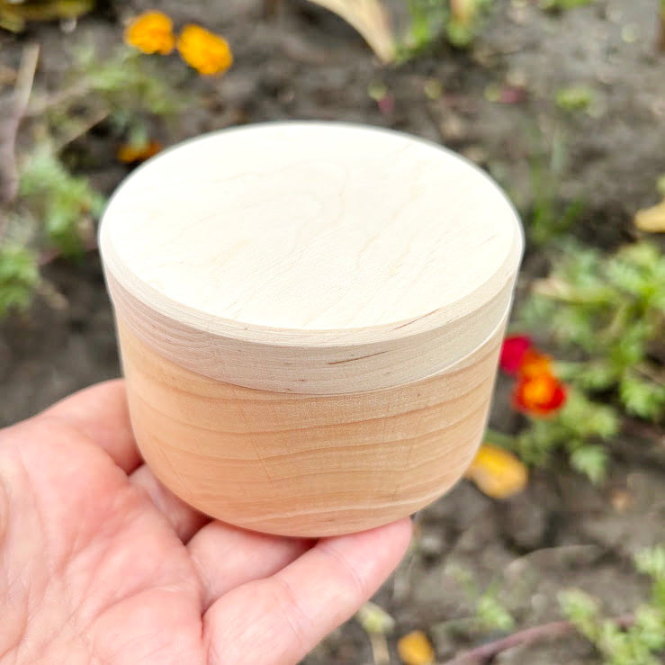 Round unfinished wooden box - natural alder wood craft supply - storage container, blank wood jewelry box - 80 mm handmade gift box