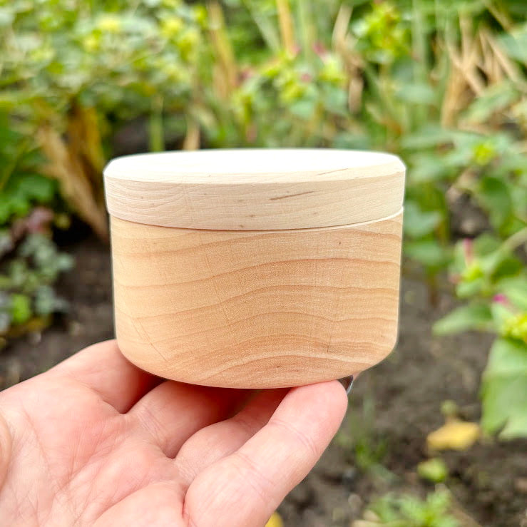Round unfinished wooden box - natural alder wood craft supply - storage container, blank wood jewelry box - 80 mm handmade gift box