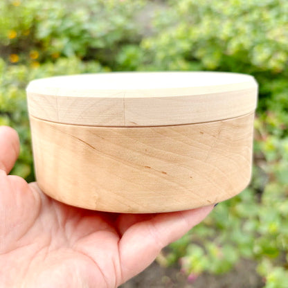 Round unfinished wooden box 120 mm in diameter – natural alder wood storage box – eco friendly craft box – keepsake, jewelry, gift box