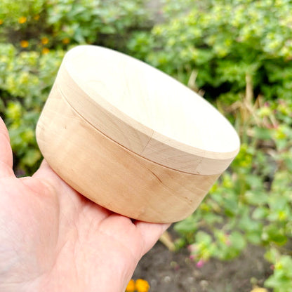 Round unfinished wooden box 120 mm in diameter – natural alder wood storage box – eco friendly craft box – keepsake, jewelry, gift box