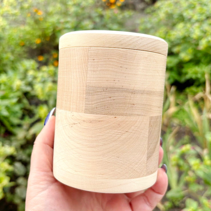 Round unfinished wooden box with loose lid – natural alder wood storage box 85x120 mm – eco friendly craft box – handmade container