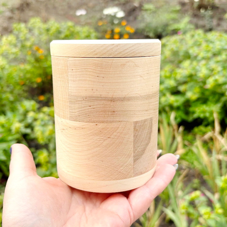 Round unfinished wooden box with loose lid – natural alder wood storage box 85x120 mm – eco friendly craft box – handmade container