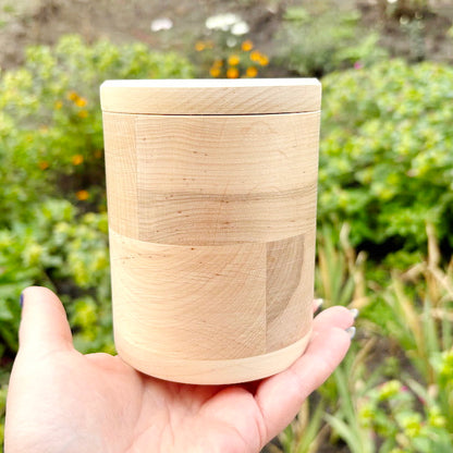Round unfinished wooden box with loose lid – natural alder wood storage box 85x120 mm – eco friendly craft box – handmade container