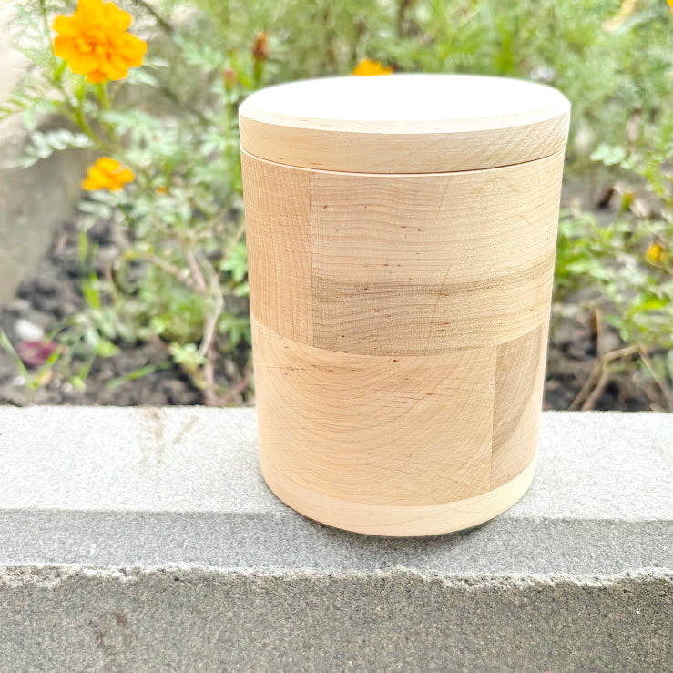 Round unfinished wooden box with loose lid – natural alder wood storage box 85x120 mm – eco friendly craft box – handmade container