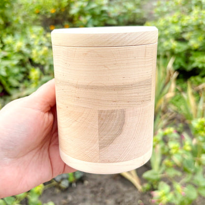 Round unfinished wooden box with loose lid – natural alder wood storage box 85x120 mm – eco friendly craft box – handmade container