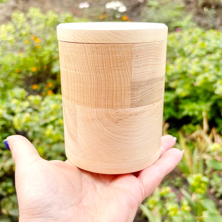 Round unfinished wooden box with loose lid – natural alder wood storage box 85x120 mm – eco friendly craft box – handmade container