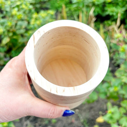 Round unfinished wooden box with loose lid – natural alder wood storage box 95x120 mm – eco friendly craft box – handmade container