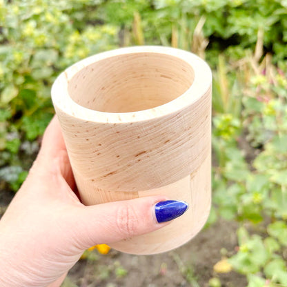Round unfinished wooden box with loose lid – natural alder wood storage box 95x120 mm – eco friendly craft box – handmade container