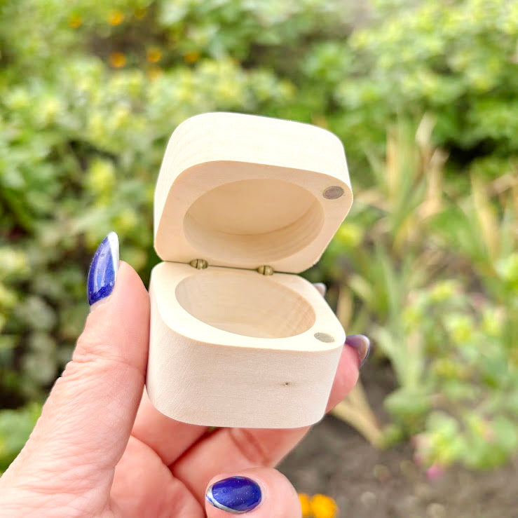 Wooden Magnetic Ring Box 45 mm – Small Wedding Ring Holder - Handmade Alder Wood Jewelry Box - Natural Wood Keepsake Box - Proposal Gift