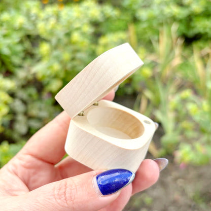 Wooden Magnetic Ring Box 45 mm – Small Wedding Ring Holder - Handmade Alder Wood Jewelry Box - Natural Wood Keepsake Box - Proposal Gift