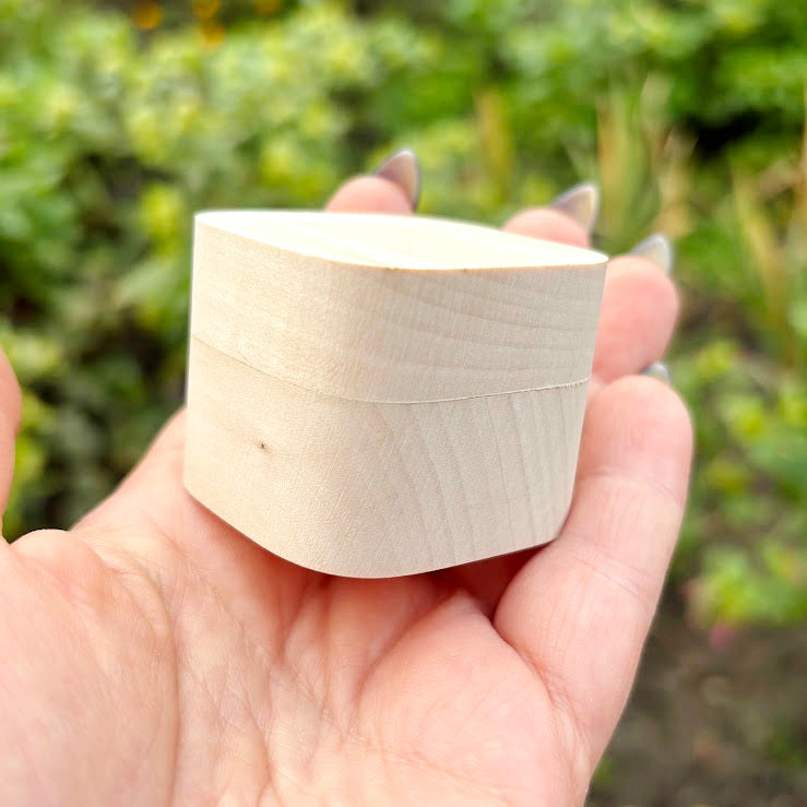 Wooden Magnetic Ring Box 45 mm – Small Wedding Ring Holder - Handmade Alder Wood Jewelry Box - Natural Wood Keepsake Box - Proposal Gift