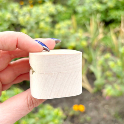 Wooden Magnetic Ring Box 45 mm – Small Wedding Ring Holder - Handmade Alder Wood Jewelry Box - Natural Wood Keepsake Box - Proposal Gift