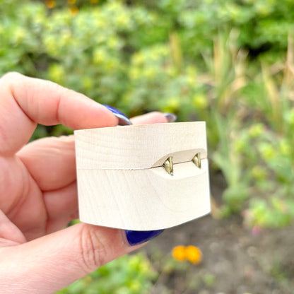 Wooden Magnetic Ring Box 45 mm – Small Wedding Ring Holder - Handmade Alder Wood Jewelry Box - Natural Wood Keepsake Box - Proposal Gift