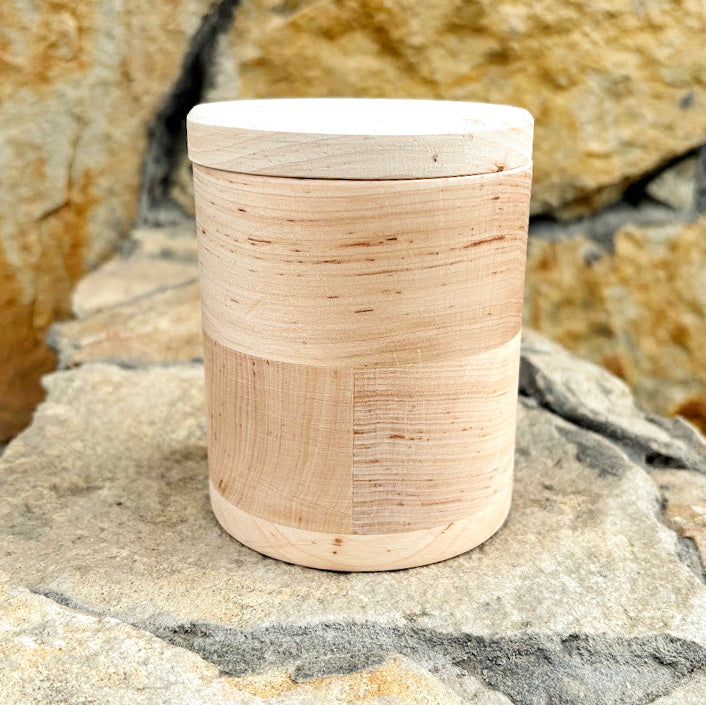 Round unfinished wooden box with loose lid – natural alder wood storage box 95x120 mm – eco friendly craft box – handmade container