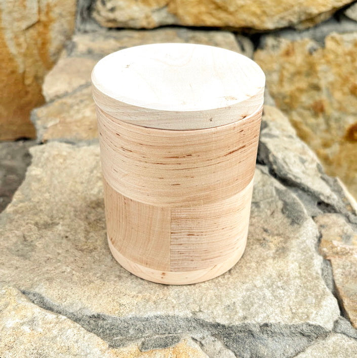 Round unfinished wooden box with loose lid – natural alder wood storage box 95x120 mm – eco friendly craft box – handmade container