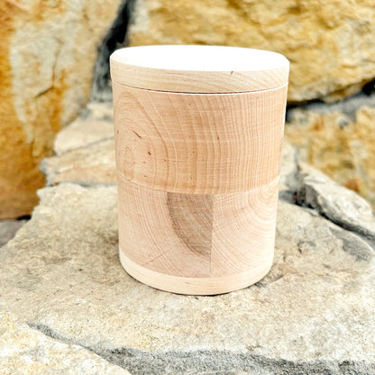 Round unfinished wooden box with loose lid – natural alder wood storage box 85x120 mm – eco friendly craft box – handmade container