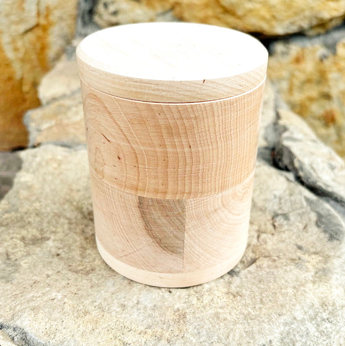 Round unfinished wooden box with loose lid – natural alder wood storage box 85x120 mm – eco friendly craft box – handmade container