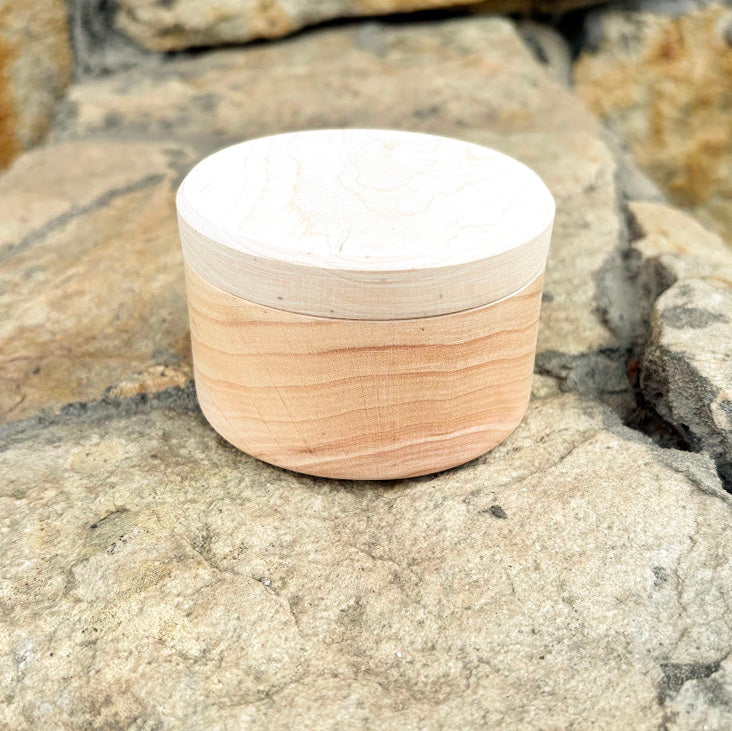 Round unfinished wooden box - natural alder wood craft supply - storage container, blank wood jewelry box - 80 mm handmade gift box