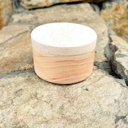 Round unfinished wooden box - natural alder wood craft supply - storage container, blank wood jewelry box - 80 mm handmade gift box