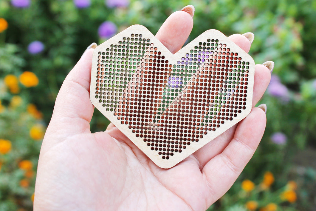 Heart Cross stitch pendant blanks - blanks Wood Needlecraft Pendant - different sizes