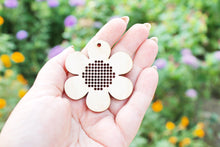 Load image into Gallery viewer, Flower Cross stitch pendant blanks - blanks Wood Needlecraft Pendant - different sizes
