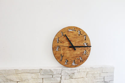 Wooden clock - Sport - chestnat color - 300 mm - 11.8 inches - light and ready to ship - handmade clock - Silent clock mechanism