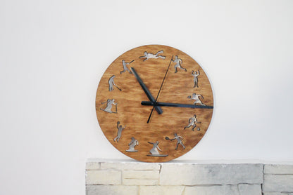 Wooden clock - Sport - chestnat color - 300 mm - 11.8 inches - light and ready to ship - handmade clock - Silent clock mechanism