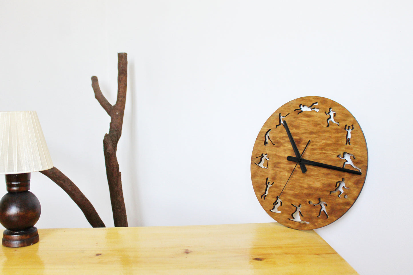 Wooden clock - Sport - chestnat color - 300 mm - 11.8 inches - light and ready to ship - handmade clock - Silent clock mechanism