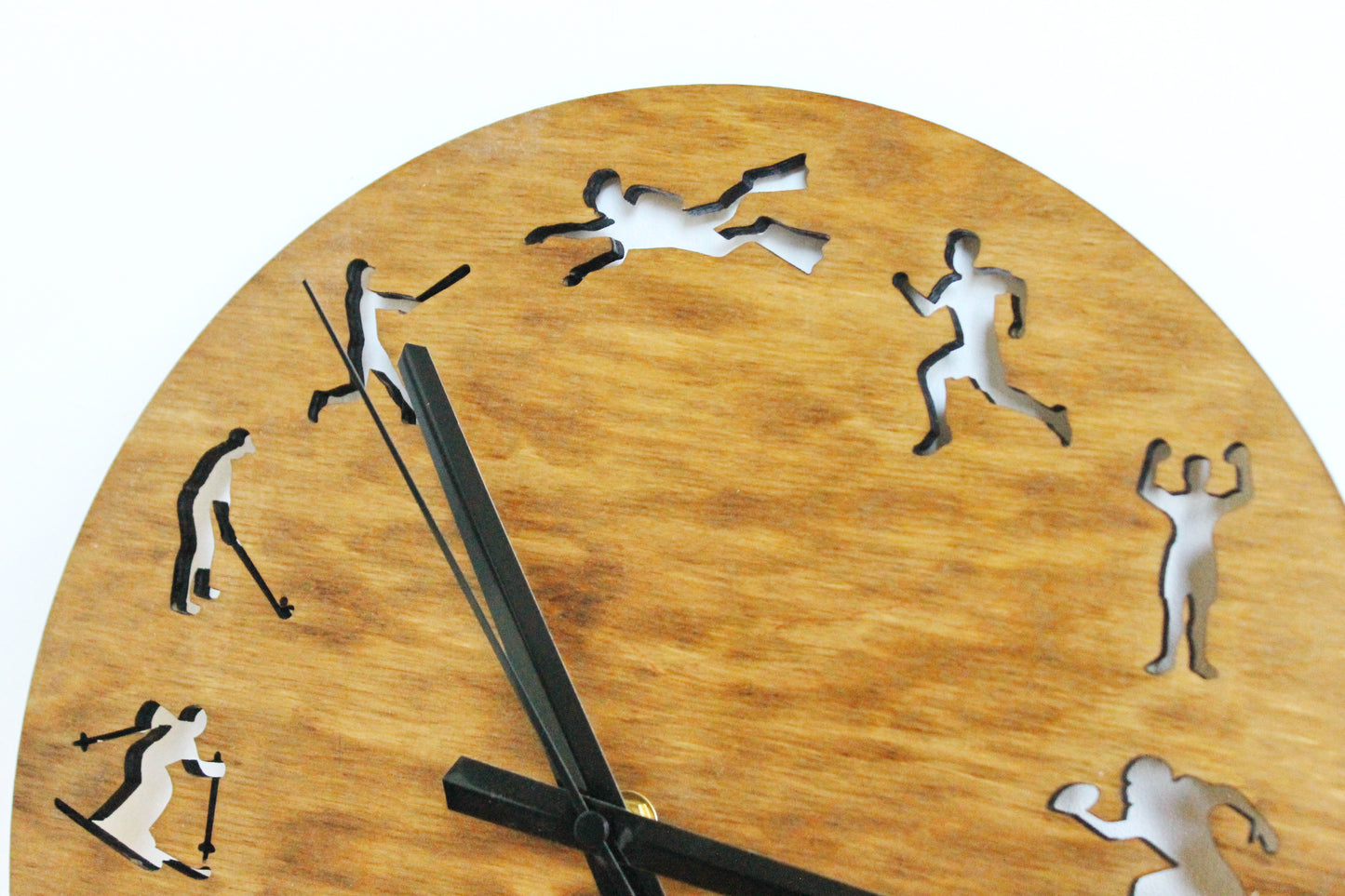 Wooden clock - Sport - chestnat color - 300 mm - 11.8 inches - light and ready to ship - handmade clock - Silent clock mechanism