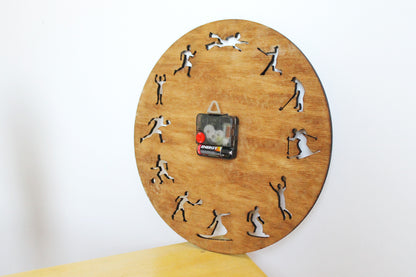 Wooden clock - Sport - chestnat color - 300 mm - 11.8 inches - light and ready to ship - handmade clock - Silent clock mechanism