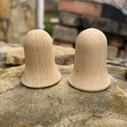 Small Wooden Bell Set of 2 – Beech Craft Blanks for Painting, Unfinished Hollow Ornament, DIY Christmas Decoration