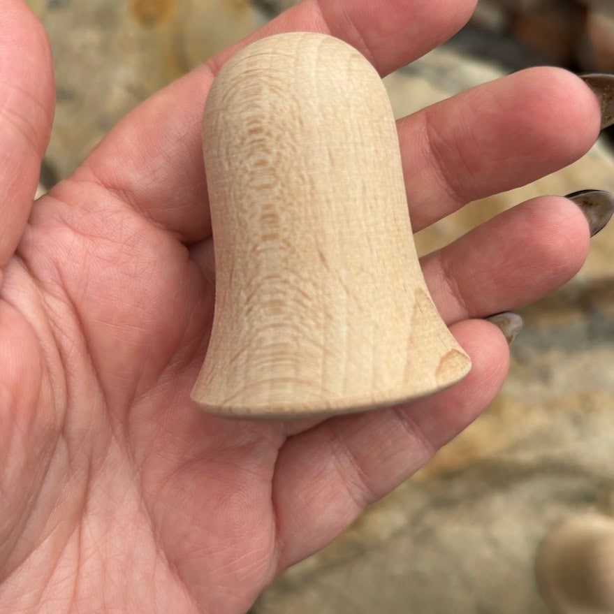 Small Wooden Bell Set of 2 – Beech Craft Blanks for Painting, Unfinished Hollow Ornament, DIY Christmas Decoration