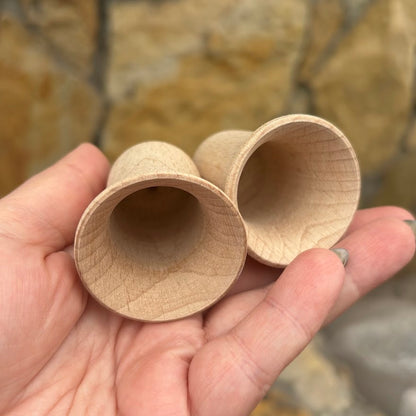 Small Wooden Bell Set of 2 – Beech Craft Blanks for Painting, Unfinished Hollow Ornament, DIY Christmas Decoration