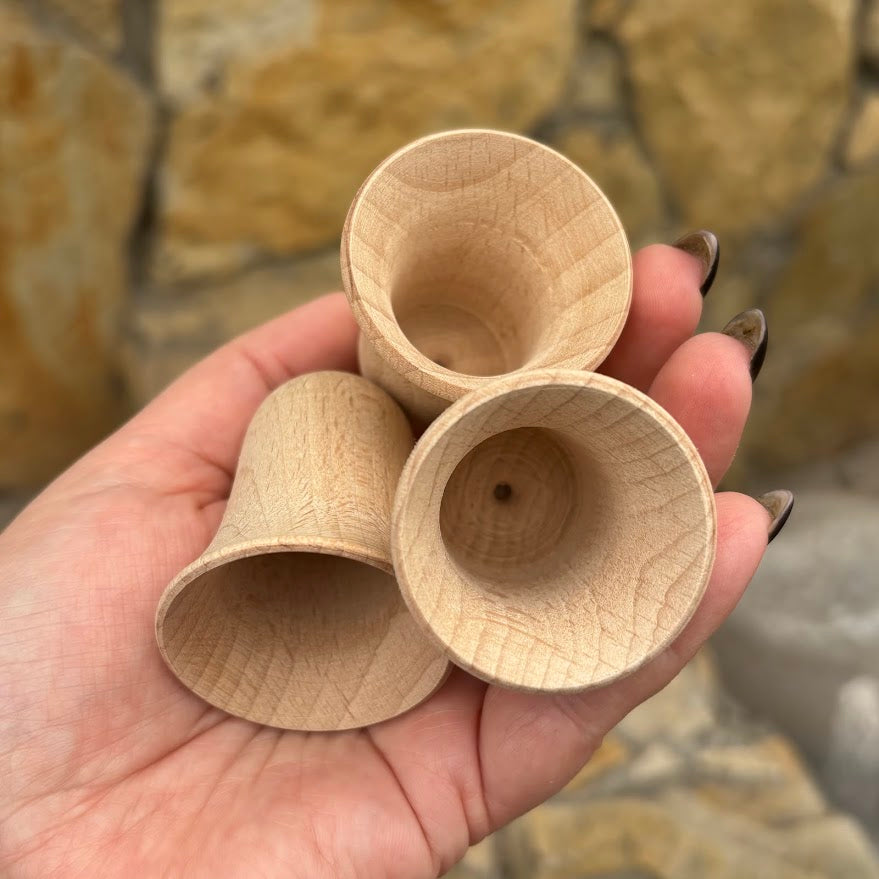 Small Wooden Bell Set of 2 – Beech Craft Blanks for Painting, Unfinished Hollow Ornament, DIY Christmas Decoration