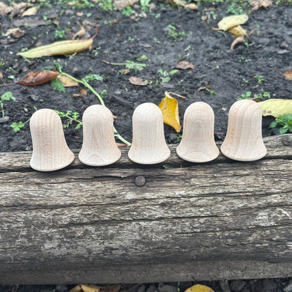 Small Wooden Bell Set of 2 – Beech Craft Blanks for Painting, Unfinished Hollow Ornament, DIY Christmas Decoration