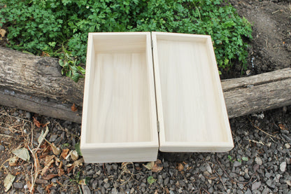 Big wooden box - rounded lid - rectangular unfinished wooden box - 300 mm - 11.8 inch - with lid on hinges - poplar wood