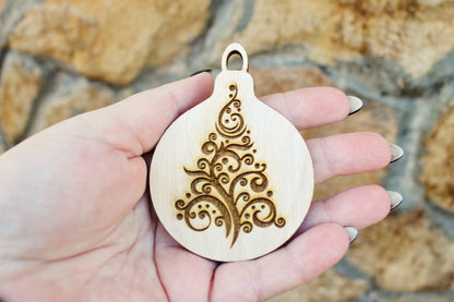 Christmas tree balls - 3.2 inches - 15 variants - cut of high quality plywood - Christmas ornament, New Year decor, BE READY